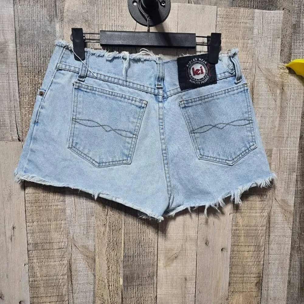 lei Vintage Y2K Blue Distressed Light Wash Shorts FLAWED